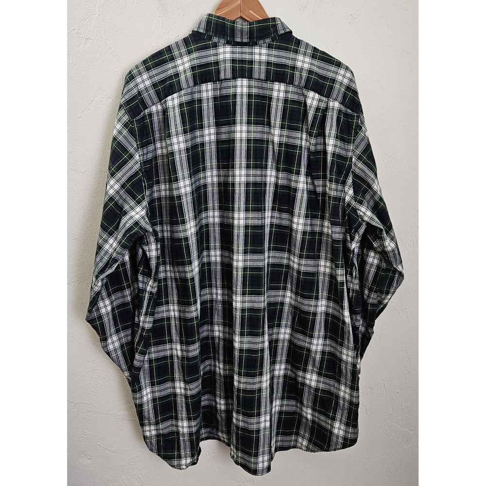 Polo Ralph Lauren Shirt Men Size 2XB Button Up Long Sleeve Green Navy Plaid Pony - Picture 3 of 7